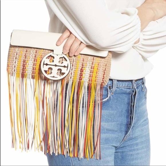 Tory Burch miller fringed clutch